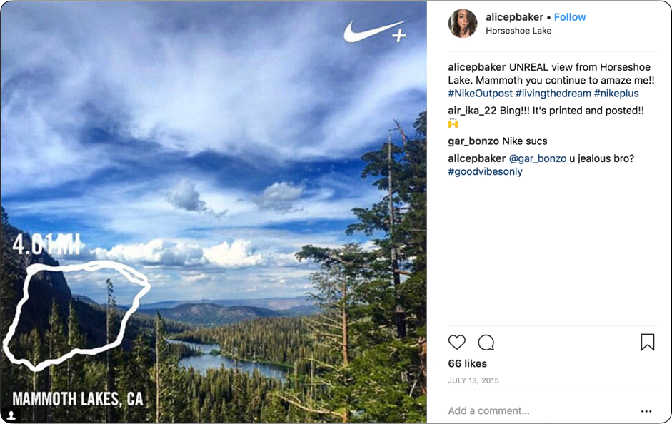 An Instagram post from a Nike+ runner, generated with machine learning